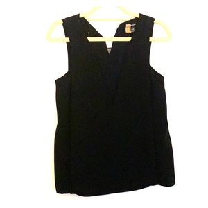 Club Monaco black top with mesh v neck